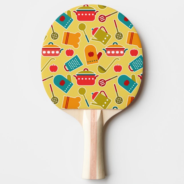 Colourful pattern of kitchen utensils ping pong paddle (Front)