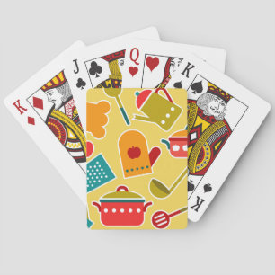 Colourful pattern of kitchen utensils playing cards