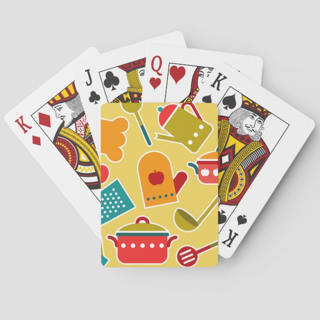 Colourful pattern of kitchen utensils playing cards (Back)