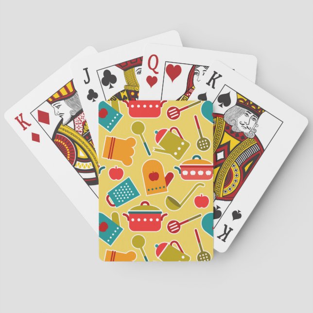 Colourful pattern of kitchen utensils playing cards (Back)