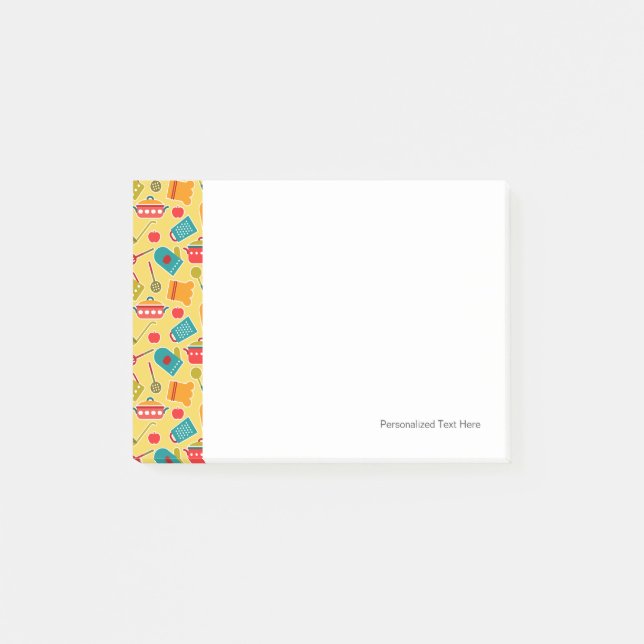 Colourful pattern of kitchen utensils post-it notes (Front)
