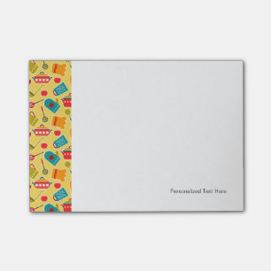 Colourful pattern of kitchen utensils post-it notes