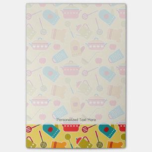 Colourful pattern of kitchen utensils post-it notes