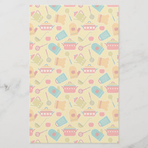 Colourful pattern of kitchen utensils stationery