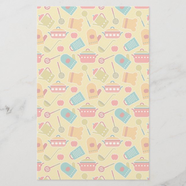 Colourful pattern of kitchen utensils stationery (Front)