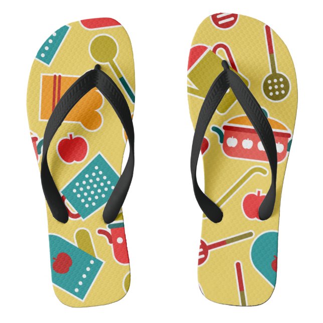 Colourful pattern of kitchen utensils thongs (Footbed)