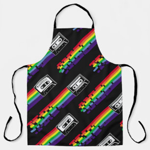 Colourful pattern on black background. Compact cas Apron