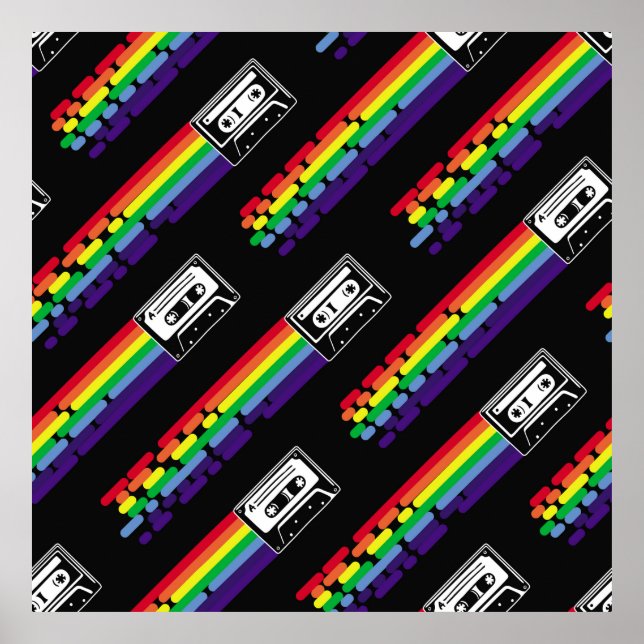 Colourful pattern on black background. Compact cas Poster (Front)