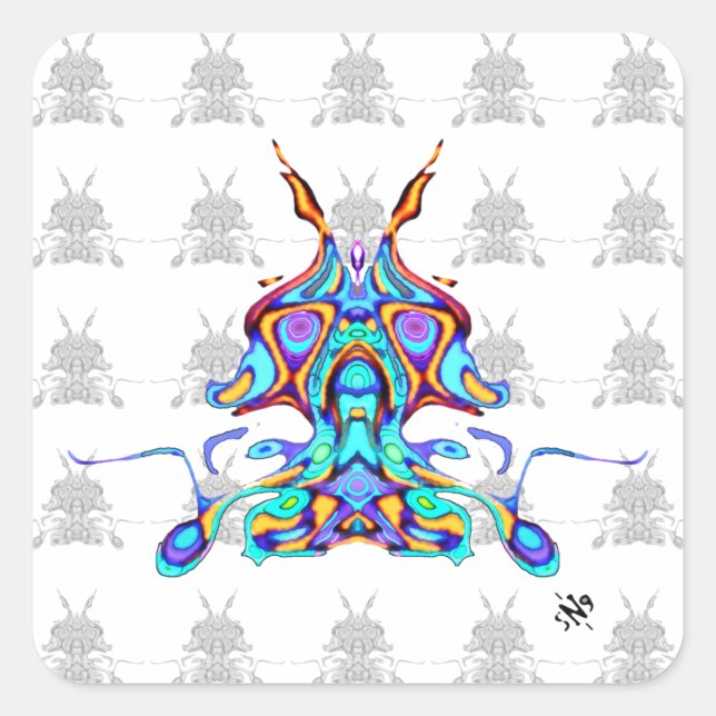 Colourful pattern (pareidolia) - Space parrot v2 Square Sticker (Front)
