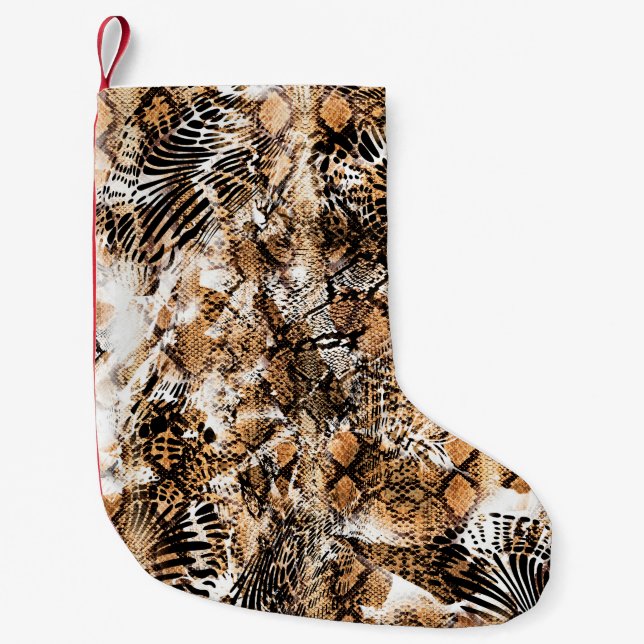 Colourful Pattern Study, Leopard, Zebra, Camouflag Small Christmas Stocking (Front)