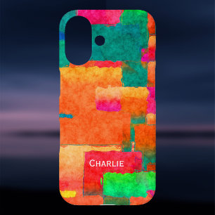 Colourful Pattern with Personalised Name iPhone 16 Case