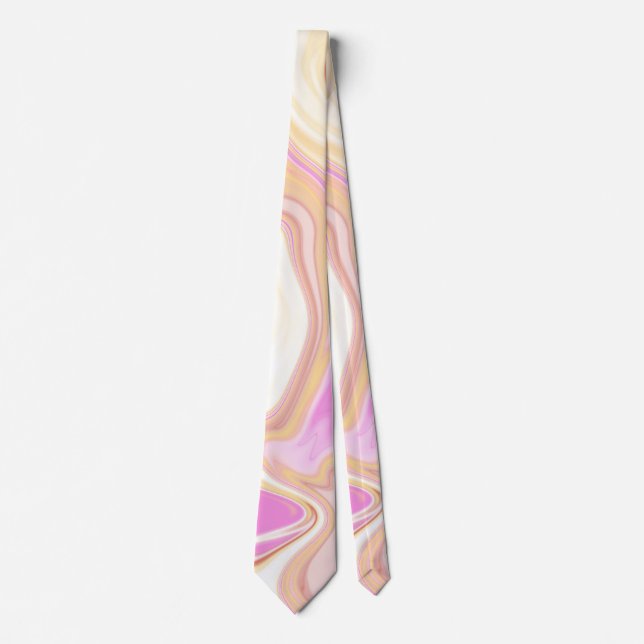 Colourful Pattern Yellow Pink Pastel Neck Tie (Front)
