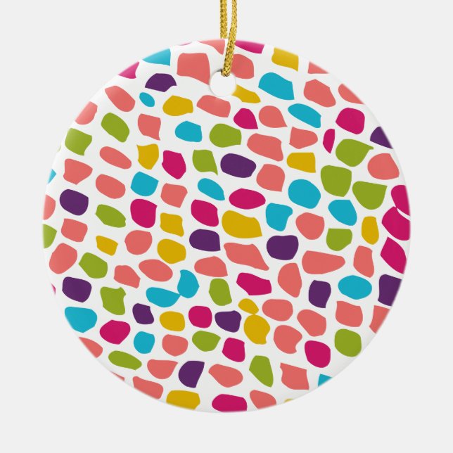 colourful patterned ceramic tree decoration (Front)