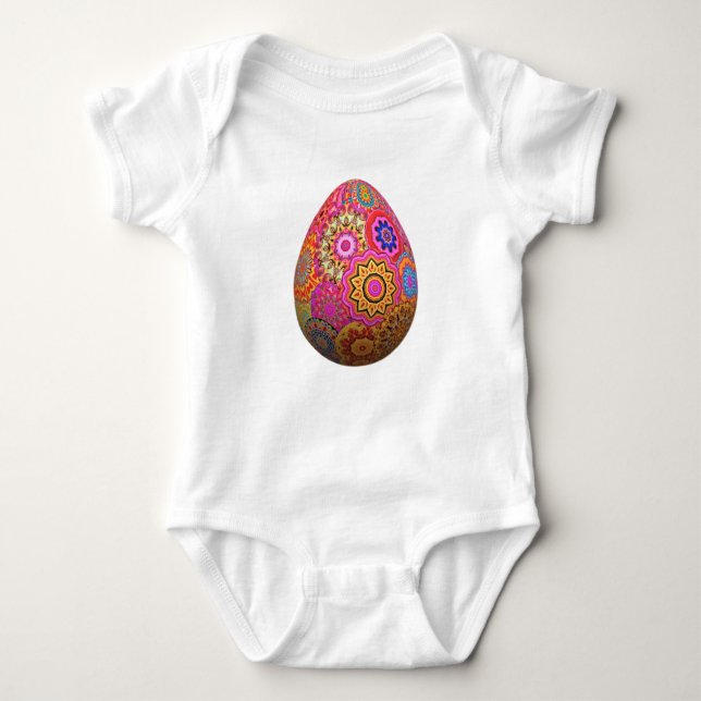 Colourful patterned Easter egg Baby Bodysuit (Front)