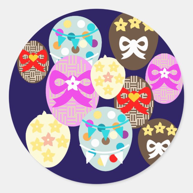 Colourful patterned Easter Egg   Classic Round Sticker (Front)