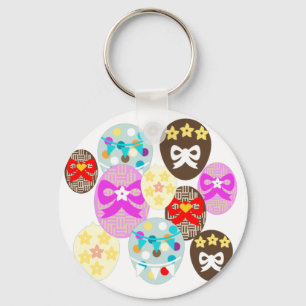 Colourful patterned Easter Egg   Key Ring