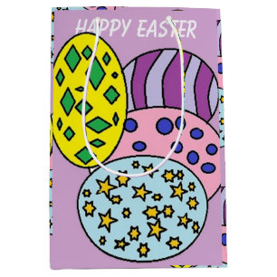 Colourful Patterned Eggs  Easter Medium Gift Bag