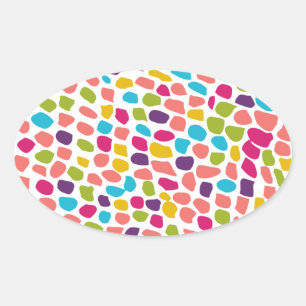 colourful patterned oval sticker