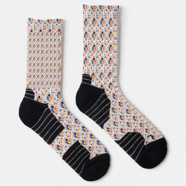 Colourful patterned socks with geometric designs (Right)