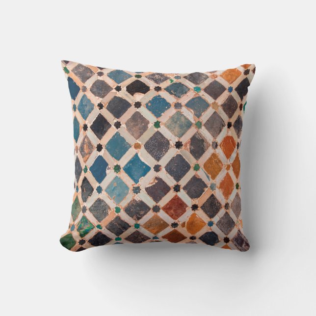 colourful patterned tiles cushion (Front)