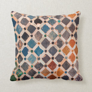 colourful patterned tiles cushion