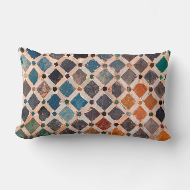 colourful patterned tiles lumbar cushion (Front)