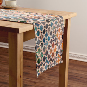 colourful patterned tiles short table runner