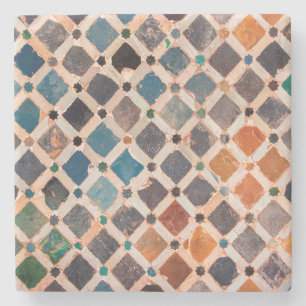 colourful patterned tiles stone coaster