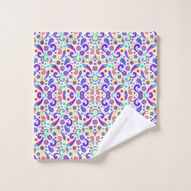 Colourful patterned towel and washcloth set (Wash Cloth)