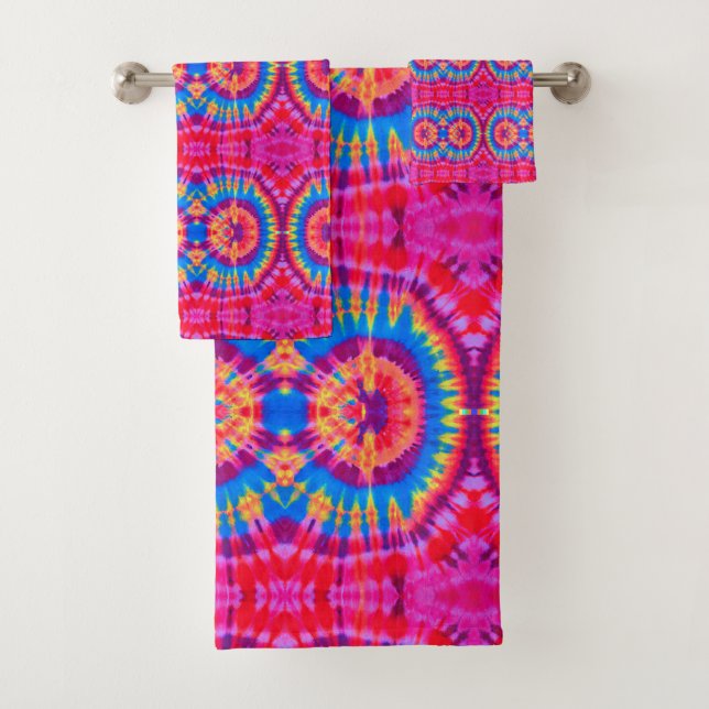 Colourful Patterns Tie-dye bohemian Bath Towel Set (Insitu)