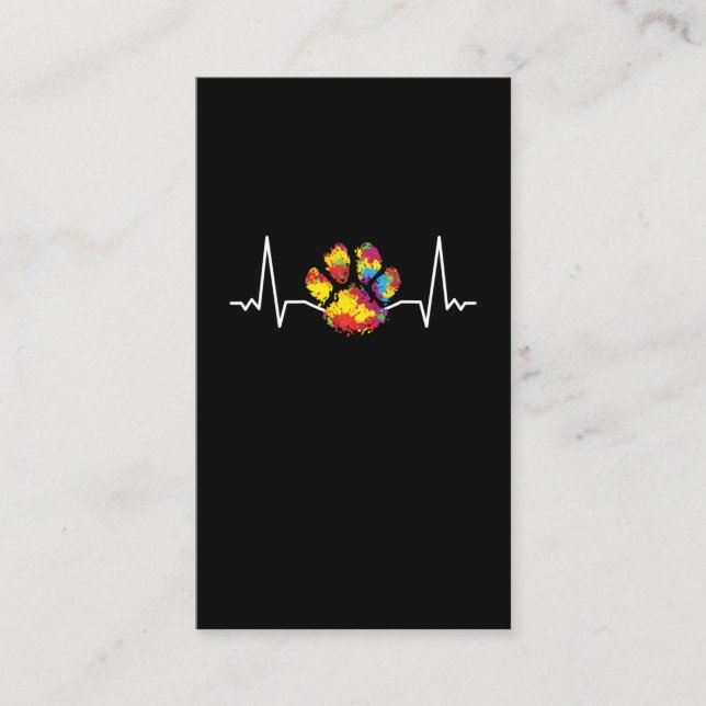 Colourful Paw Heartbeat Love Animals Business Card (Front)