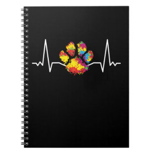 Colourful Paw Heartbeat Love Animals Notebook