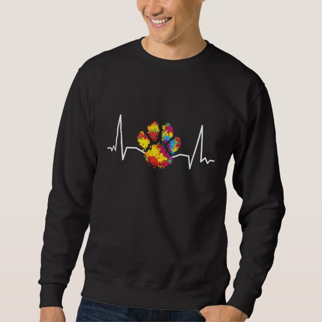 Colourful Paw Heartbeat Love Animals Sweatshirt (Front)