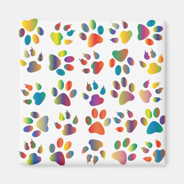 colourful paw pattern magnet (Front)