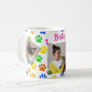 Colourful Paw Print Custom Photo Mug for Pet Lover