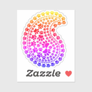 Colourful Paw Print Paisley Pattern