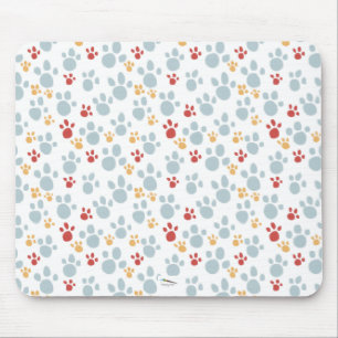 Colourful Paw Print Pattern Mouse Pad
