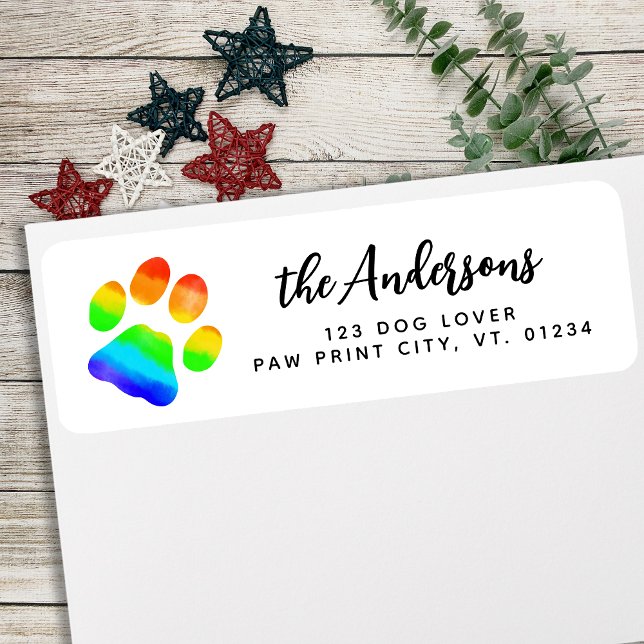 Colourful Paw Print Personalised Return Address Label (Creator Uploaded)