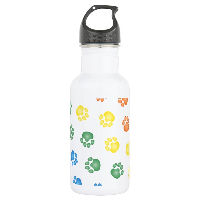 Colourful Paw prints 532 Ml Water Bottle (Front)