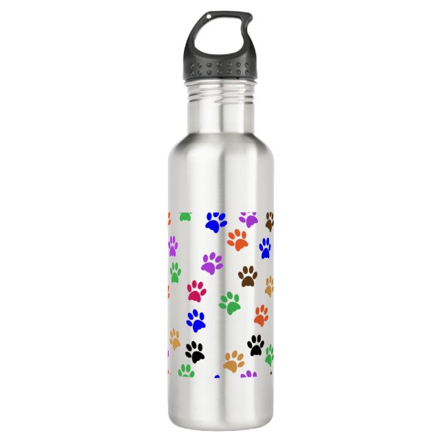 Colourful Paw Prints 710 Ml Water Bottle (Front)