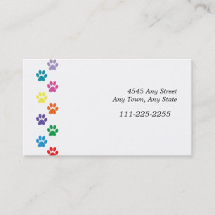 Colourful Paw Prints Border Business Card