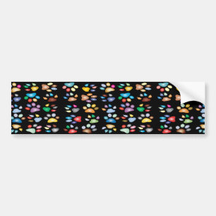 Colourful paw prints bumper sticker