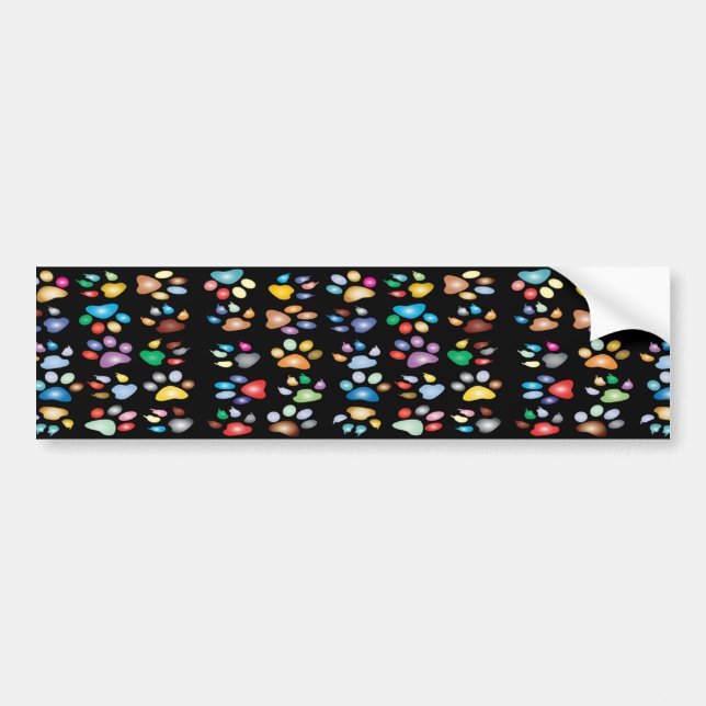 Colourful paw prints bumper sticker (Front)