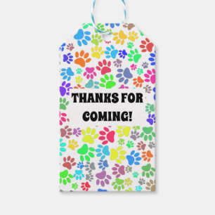 Colourful Paw Prints Custom Gift Tags