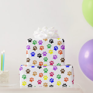 Colourful Paw Prints   Custom  Wrapping Paper