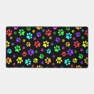 Colourful Paw Prints Design Desk Mat