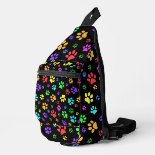 Colourful Paw Prints Design Sling Bag