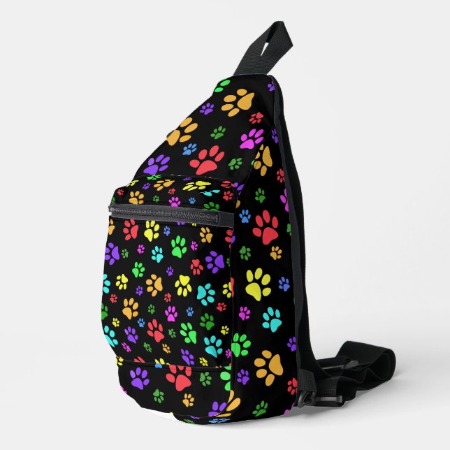 Colourful Paw Prints Design Sling Bag (Right Corner)