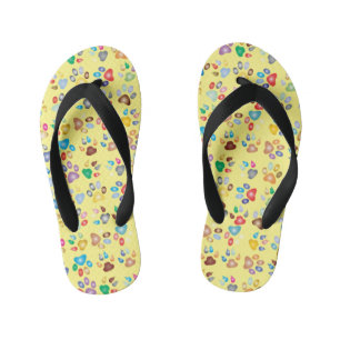 Colourful Paw Prints Kid's Thongs