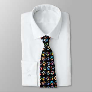 Colourful Paw Prints Neck Tie